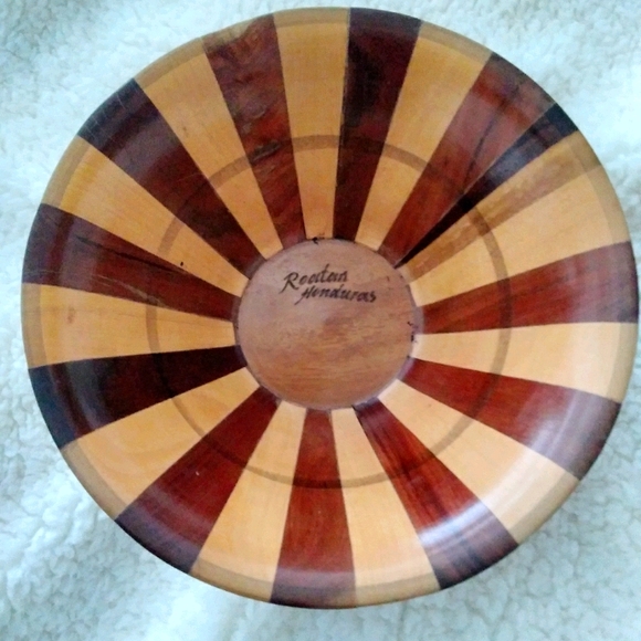 Vintage Handmade Two Tone Wood Bowl